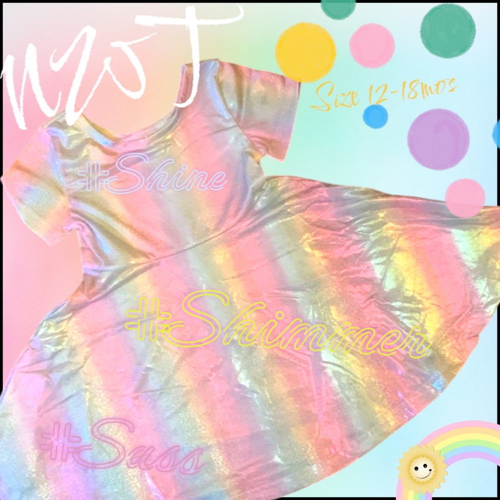 NWT Pastel Rainbow Shimmer Baby Dress Size 12-18mos